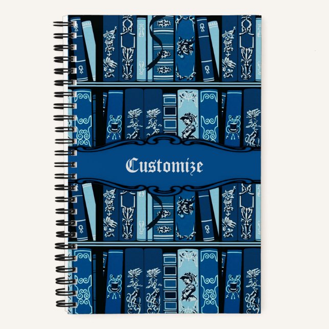 Blue Book Shelds Vintag Books Custom Notebook Notizbuch (Vorderseite)
