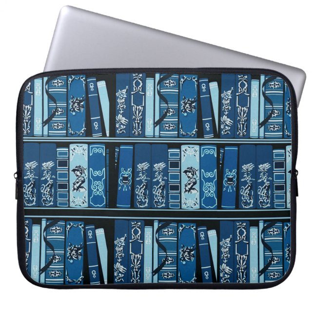 Blue Book Shelves Vintage Books Laptop Sleeve (Vorderseite)