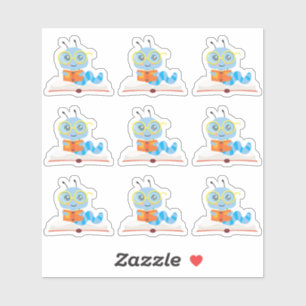 Blue Bookworm Theme Aufkleber