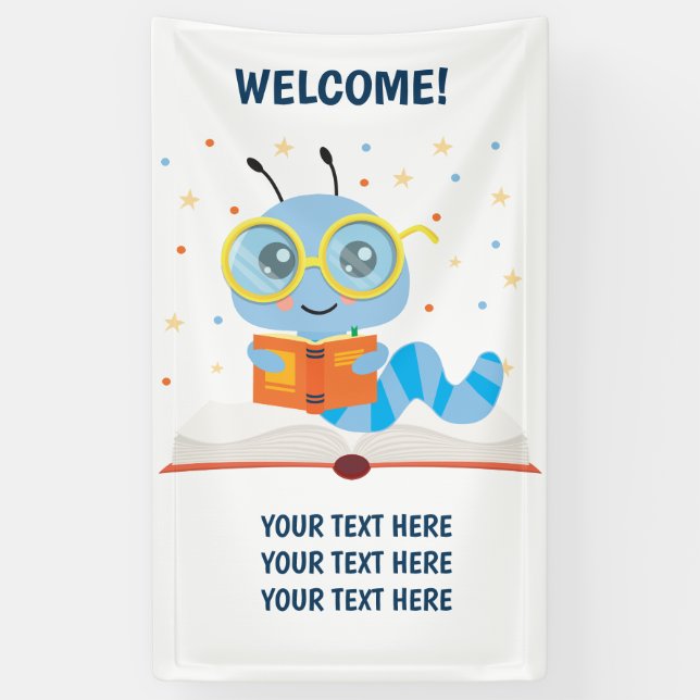 Blue Bookworm Theme Banner (Vertikal)