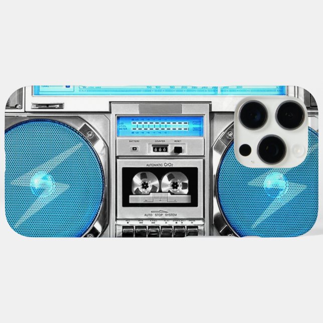 Blue boombox iPhone 16 pro max hülle (Rückseite (Horizontal))