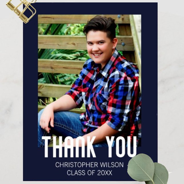 Blue Border Foto Abschluss Vielen Dank Postcard Postkarte (Von Creator hochgeladen)