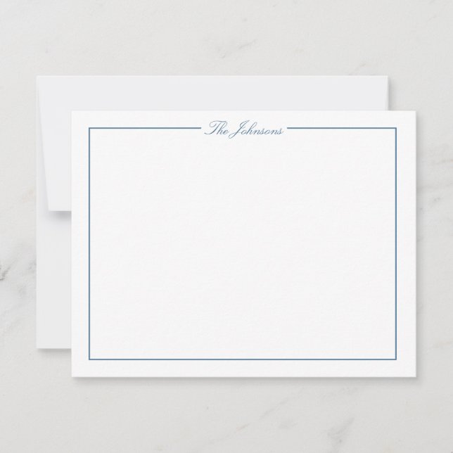 Blue Border Personalisiert Stationery Note Card Mitteilungskarte (Vorderseite)