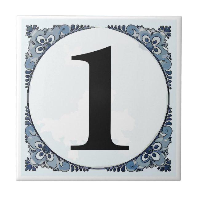 Blue Border Tile, Hausnummer, Änderungsnummer Fliese (Vorderseite)