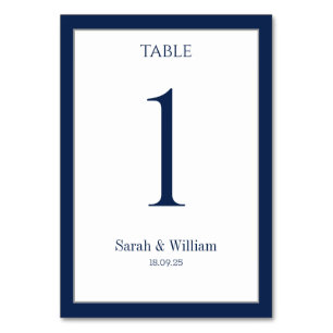 Blue Border Wedding Tischnummer Card