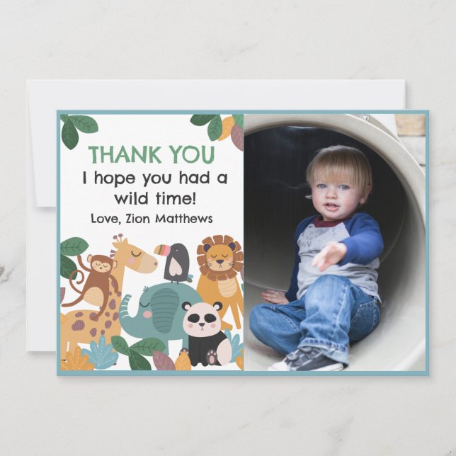 Blue Born Two Be Wild Flat Thank You Card Dankeskarte (Vorderseite)
