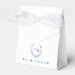 Blue Botaniacal & Ribbon Wappen Monogram Wedding Geschenkschachtel