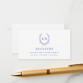 Blue Botaniacal Ribbon Wappen Wedding Registry Begleitkarte