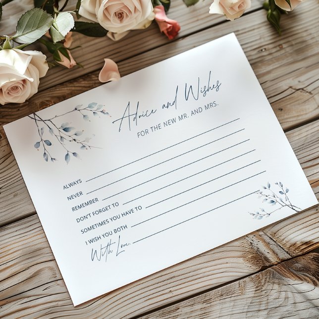 Blue Botanical Brautparty Advice and Wishings (Von Creator hochgeladen)