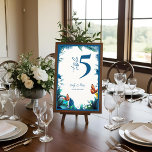 Blue Botanical Butterfly Wedding Table Number Dankeskarte<br><div class="desc">Elegant Blue Botanical Butterfly Wedding Table Number Card . Wedding Day-of essentials. Guide your guests in style with this Elegant Blue Botanical Butterfly Wedding Table Number Card. Featuring watercolor blue greenery, tropical leaves, and charming orange butterflies, this design adds a touch of natural elegance to your wedding reception decor. Perfect...</div>