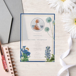 Blue Botanical Gold Taufe Christening Boy Foto