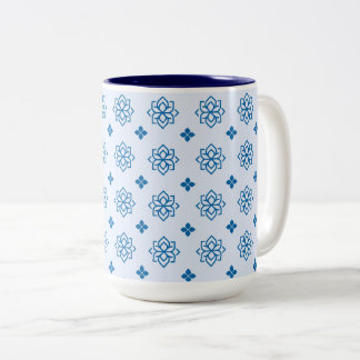 Blue Botanical Inspired Motif Zweifarbige Tasse