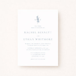 Blue Botanical Motif Wedding Invitation Ankündigung