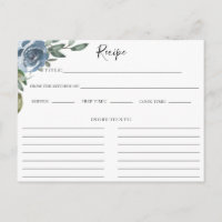 Blue Botanical Recipe Card