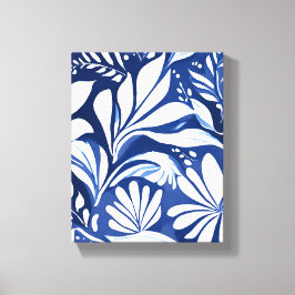 Blue Botanical Watercolor Floral Pattern Leinwanddruck