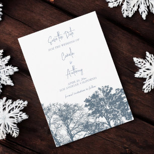 Blue Bottom Trees Boho Wedding Einladung