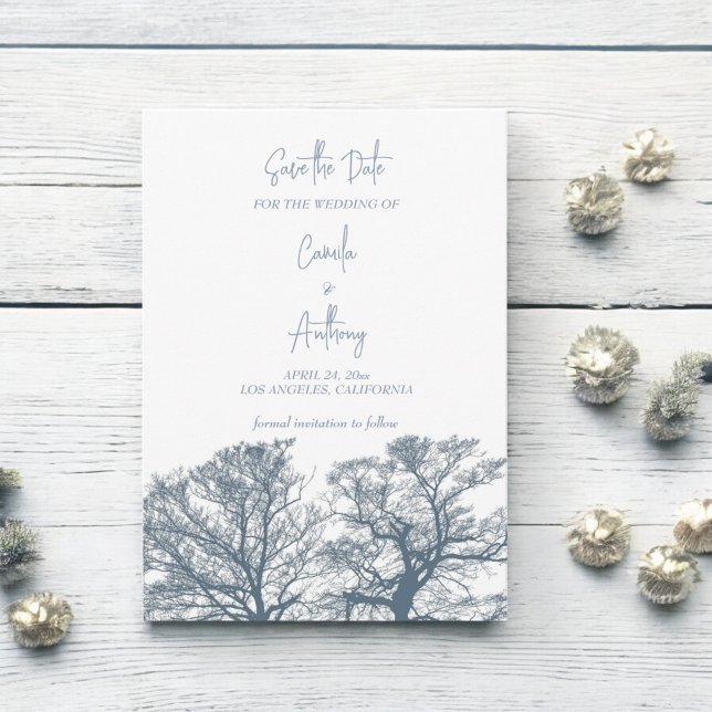 Blue Bottom Trees Tropical Boho Hochzeit Einladung (Von Creator hochgeladen)