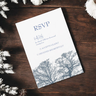 Blue Bottom Trees Tropical Boho Hochzeit RSVP Karte