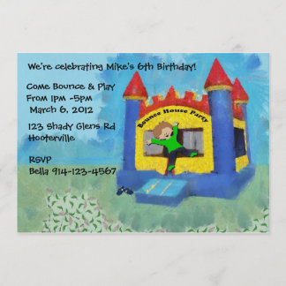 Blue Bounce House Party Einladung