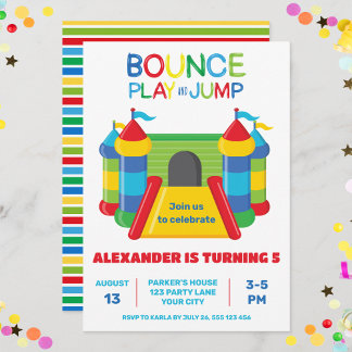 BLUE BOUNCE PLAY UND JUMP INVITATION ANKÜNDIGUNG