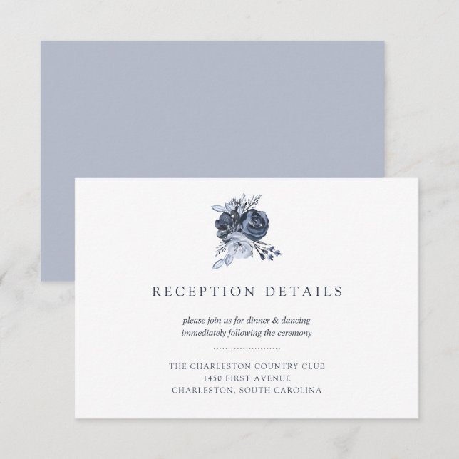 Blue Bouquet | Hochzeitsempfang für Wasserfarben Einladung (Vorne/Hinten)
