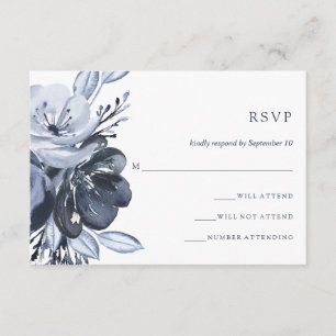 Blue Bouquet   Reaktion auf Hochzeiten von Wasserf RSVP Karte