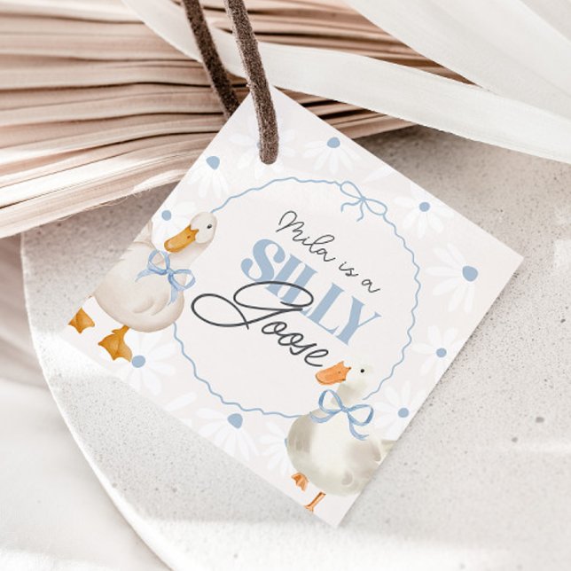 Blue Bow Albern Gänse Coquette Geburtstag Geschenkanhänger (Von Creator hochgeladen)