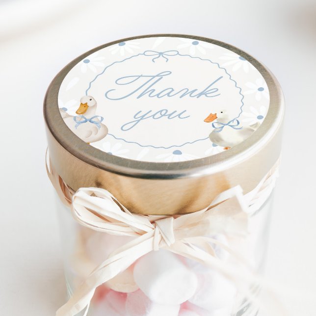 Blue Bow Albern Goose Coquette Birthday Classic Ro Runder Aufkleber (Von Creator hochgeladen)