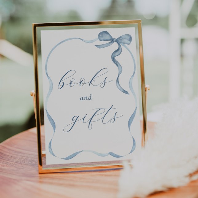 Blue Bow and Ribbon Books and Gifts Sign Poster (Von Creator hochgeladen)