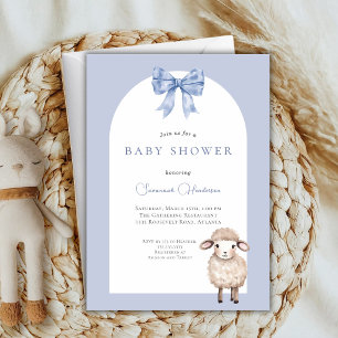 Blue Bow Animal Lamb Baby Dusche Einladung