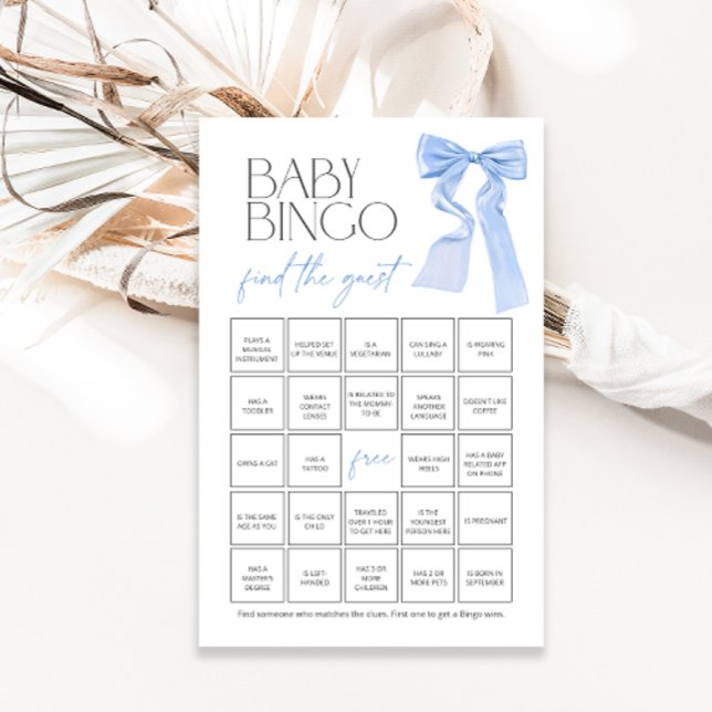 Blue Bow Baby Bingo Finden Sie das Guest Shower Ga (Von Creator hochgeladen)