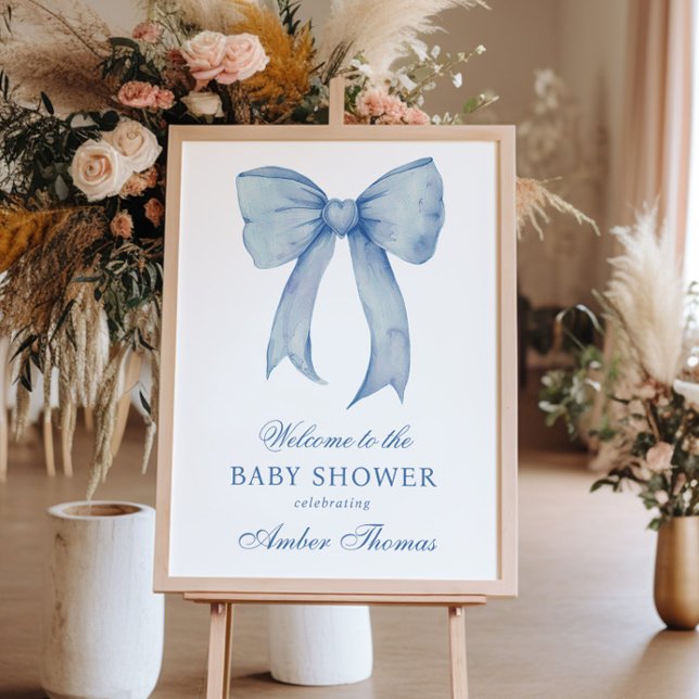 Blue Bow Baby Boy Dusche Begrüßungszeichen Poster (Von Creator hochgeladen)