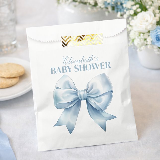 Blue Bow Baby Boy Elegant Baby Shower Geschenktütchen (Blue Bow Baby Boy Elegant Baby Shower Favor Bag)