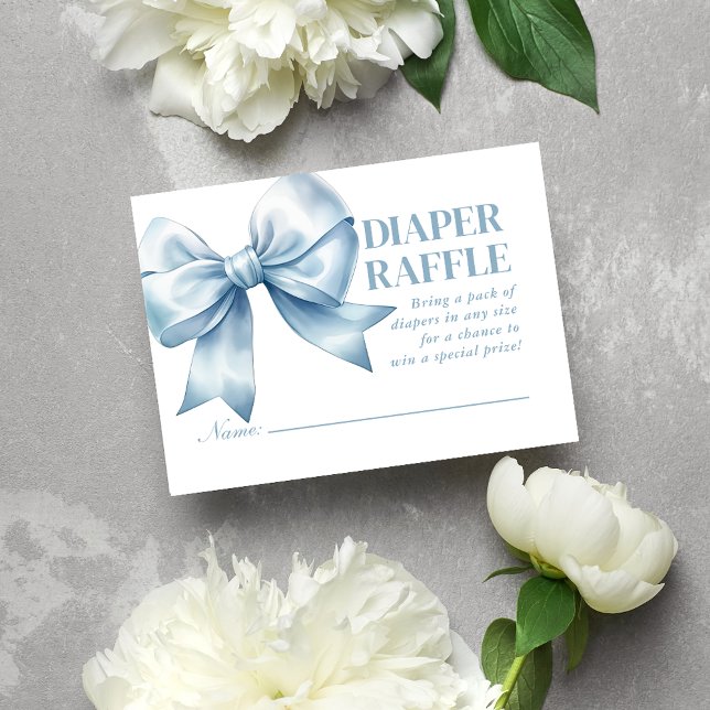 Blue Bow Baby Boy Elegant Diaper Raffle Begleitkarte (Blue Bow Baby Boy Elegant Diaper Raffle Enclosure Card)