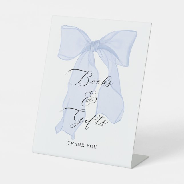 Blue Bow Baby Duschbücher und Geschenke Sockelschild (Vorderseite)