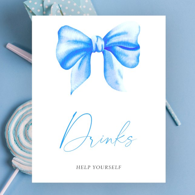 Blue Bow Baby Dusche - Drinks Poster (Von Creator hochgeladen)