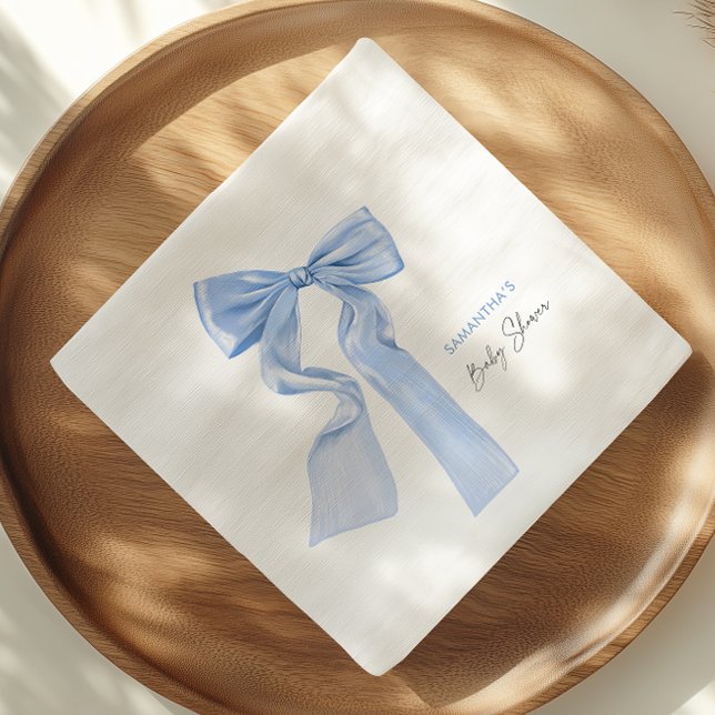 Blue Bow Baby Dusche Eleganpapier Serviette (Von Creator hochgeladen)