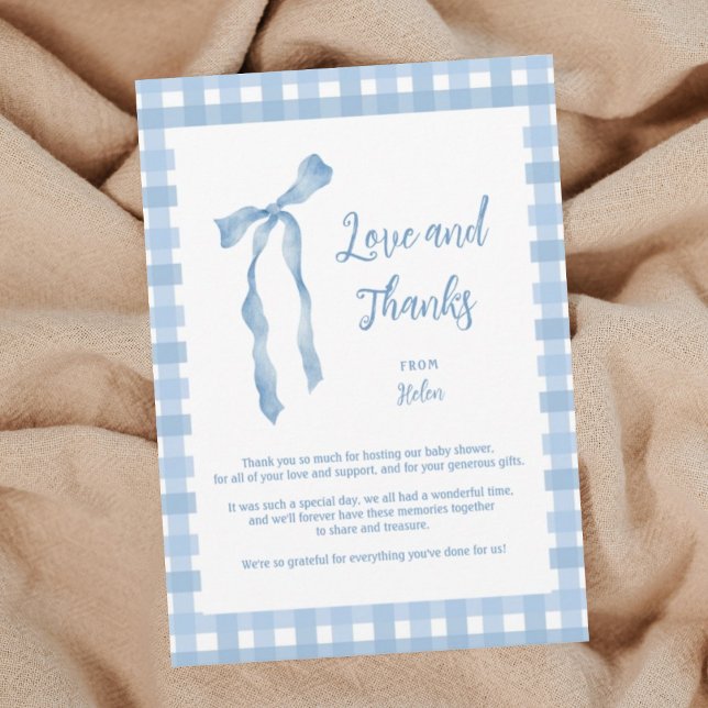Blue Bow Baby Dusche Jungs kariert Dankeschön Kart Dankeskarte (Von Creator hochgeladen)