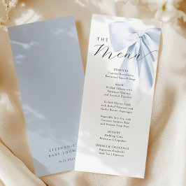 Blue Bow Baby Dusche Menükarte