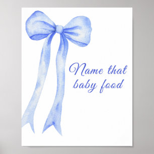 Blue Bow Baby Dusche Name the baby food game Poster