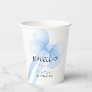 Blue Bow Baby Dusche Pappbecher