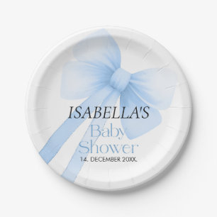 Blue Bow Baby Dusche Pappteller