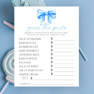 Blue Bow Baby Dusche - Raten Sie mal das Preis Spi