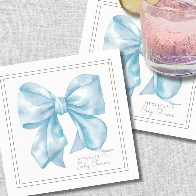 Blue Bow Baby Dusche Serviette (Blue Bow Baby Shower Napkins)