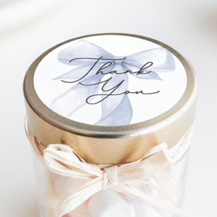 Blue Bow Baby Dusche Vielen Dank für Ihr Interesse Runder Aufkleber