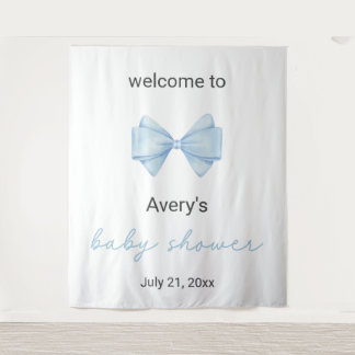 Blue Bow Baby Dusche Wandteppich