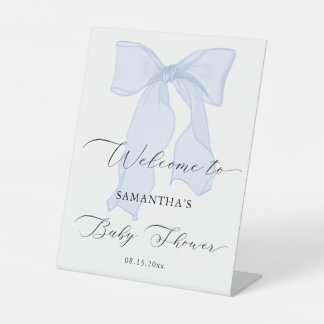 Blue Bow Baby Dusche Willkommen Sockelschild