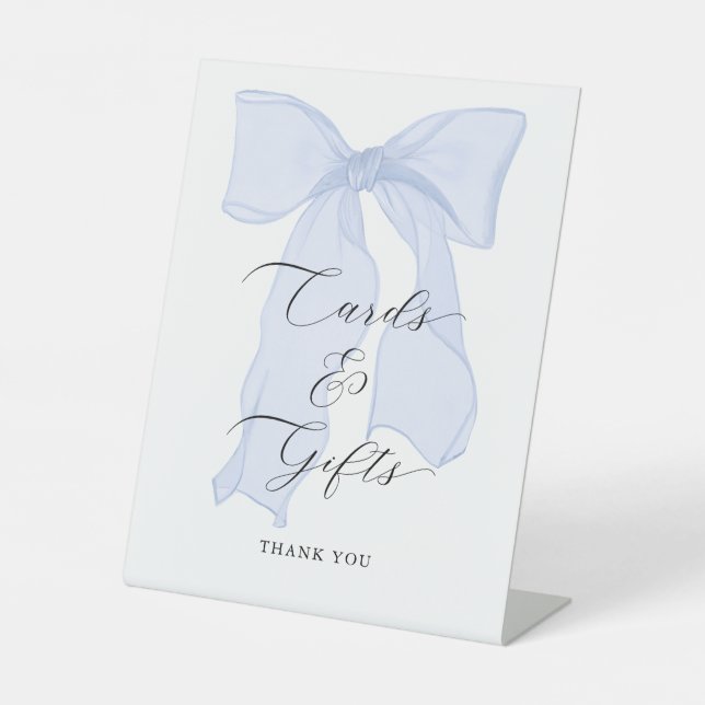 Blue Bow Baby Duschkarten und Geschenke Sockelschild (Vorderseite)