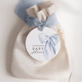 Blue Bow Baby Duwer Rounded Favor Tags Geschenkanhänger