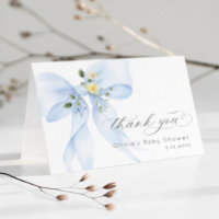 Blue Bow Baby in Bloom Baby Dusche Danke Karte